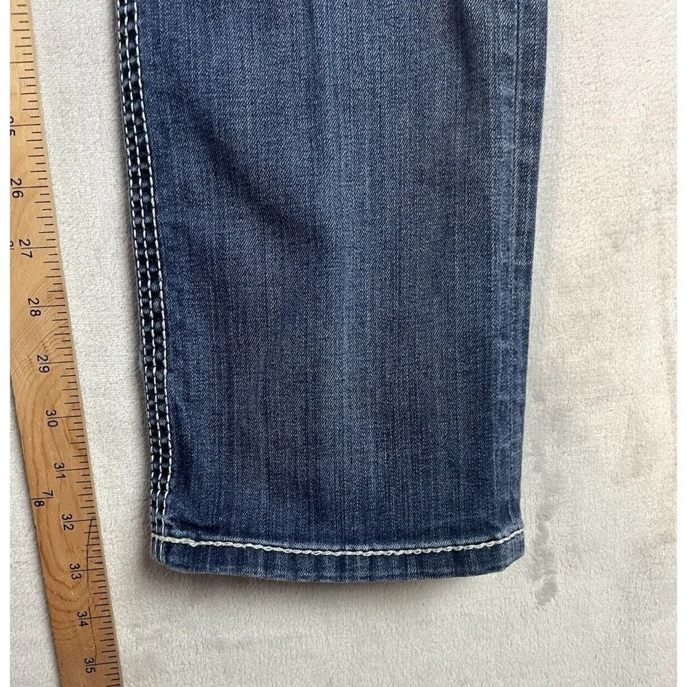 BKE Buckle Jake Jean Men 30L Blue Wash Straight Stretch Whisker Rodeo Cowboy
